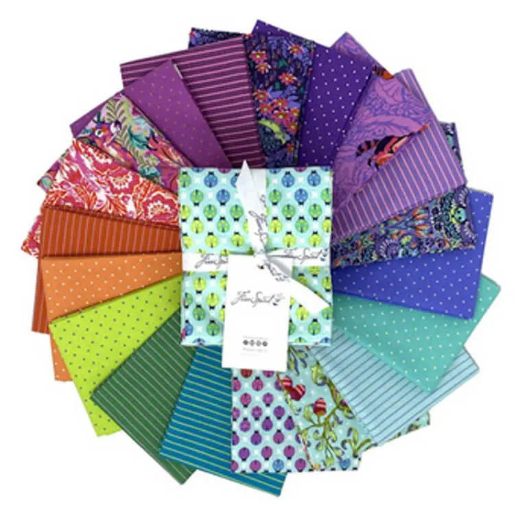 Assorted vibrant fabric squares