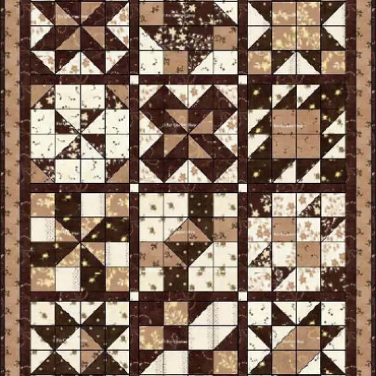 Geometric patchwork fabric in earth tones