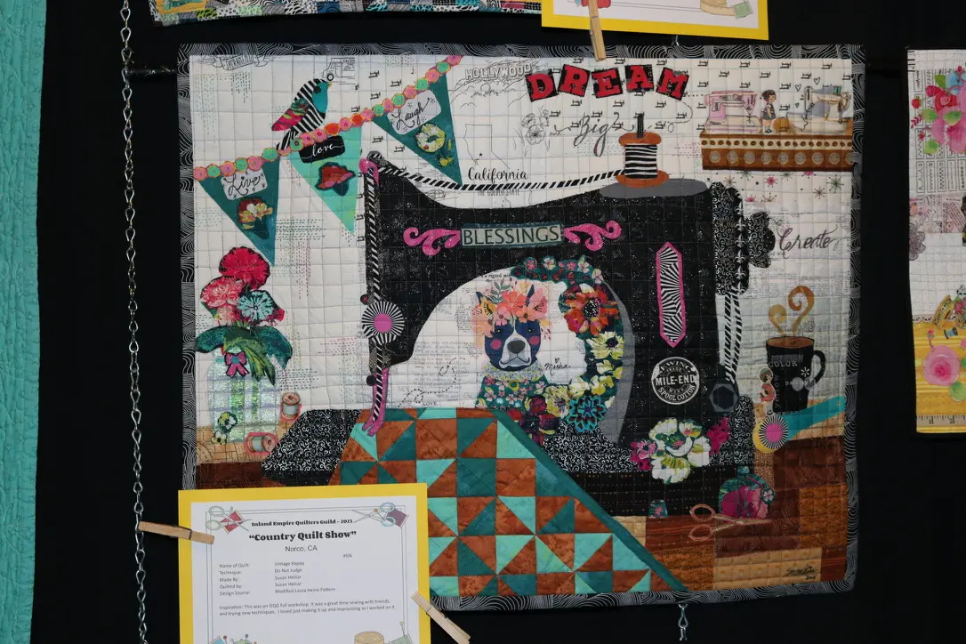 Artistic sewing machine fabric collage