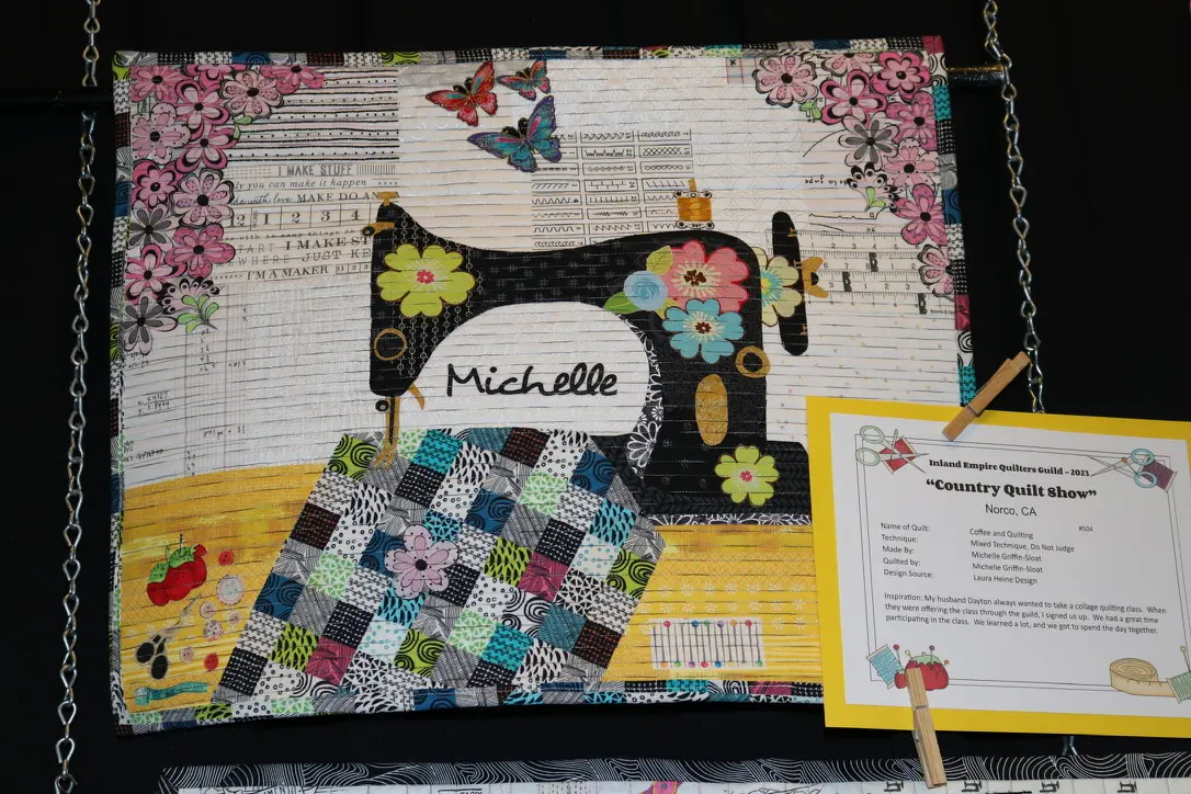 Sewing machine themed fabric art